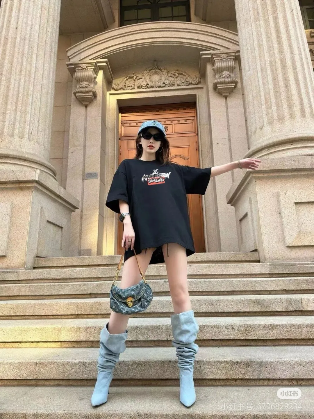 Louis Vuitton & Supreme joint logo graffiti printed short sleeves